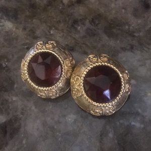 Vintage Faux gold amber earrings